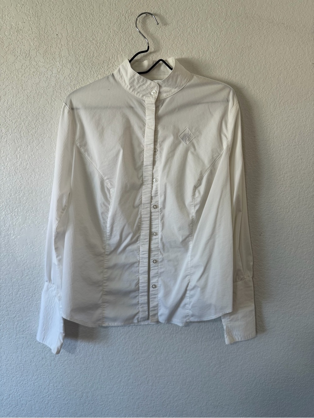 Arista Womens White Band Collar Show Shirt Size Xlarge